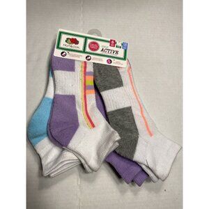 fruit of the loom girls active ankle socks 6 pairs size large shoe 4-10